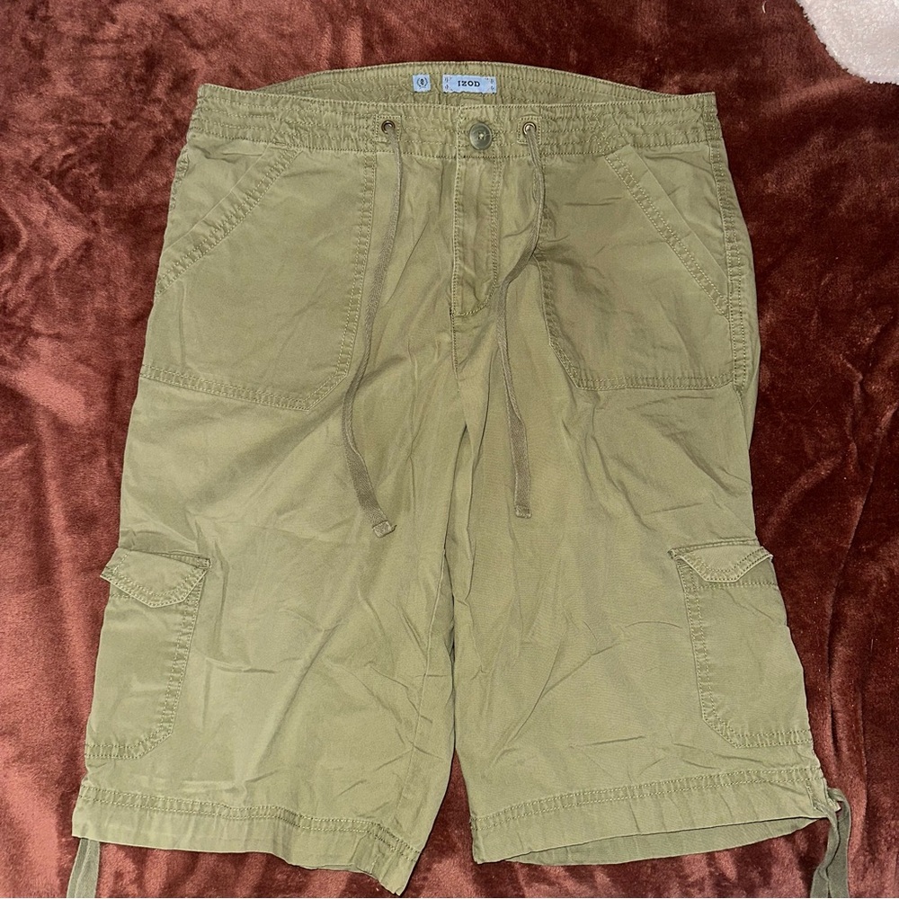 IZOD y2k Olive Green Cargo Shorts - Drawstring Waist